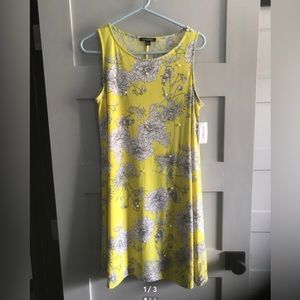Dressbarn yellow beaded sundress, NWT, Size L.